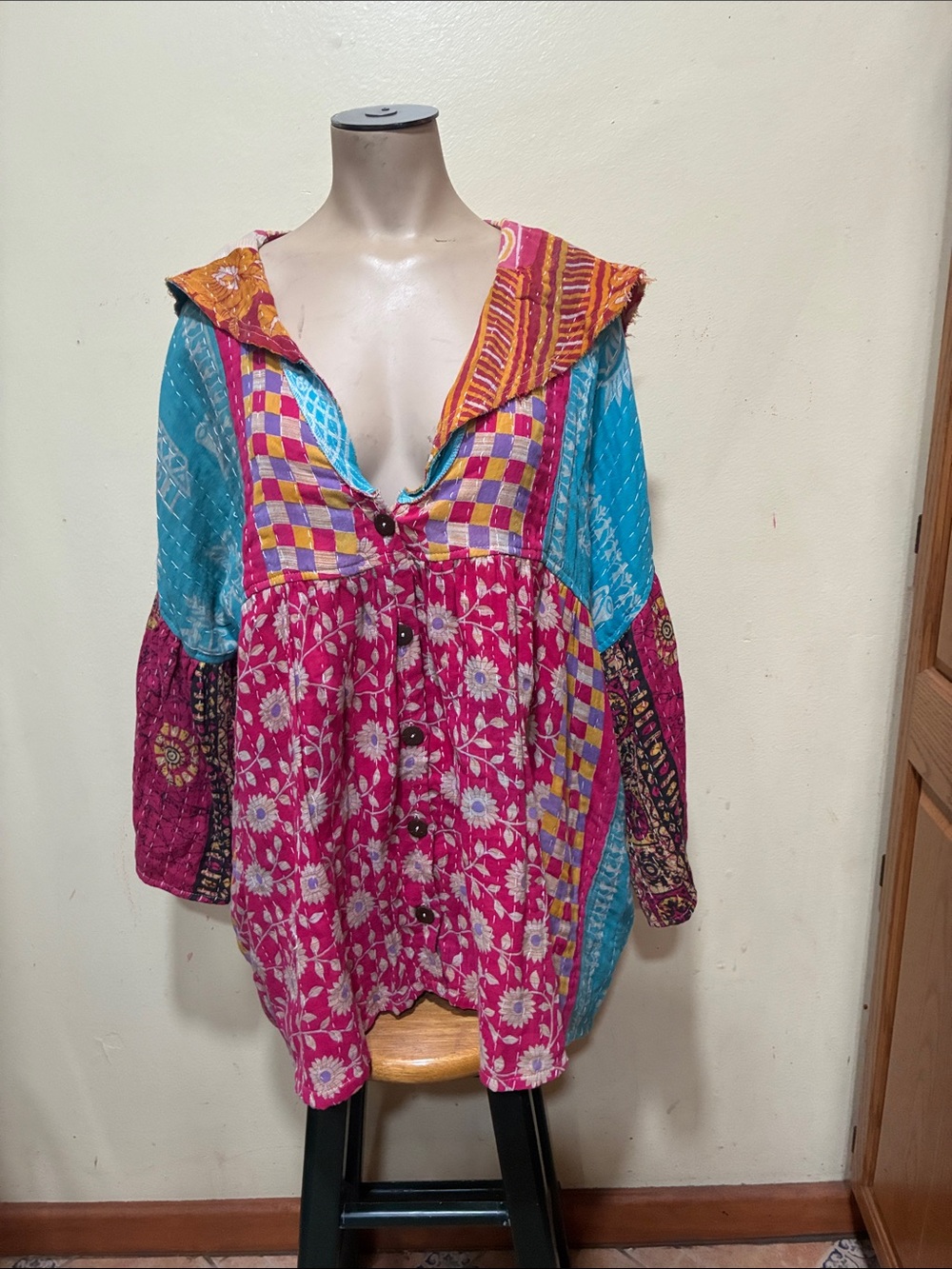 Jaded gypsy Bohemian Patchwork Floral Button-Front Women’s Top or jacket